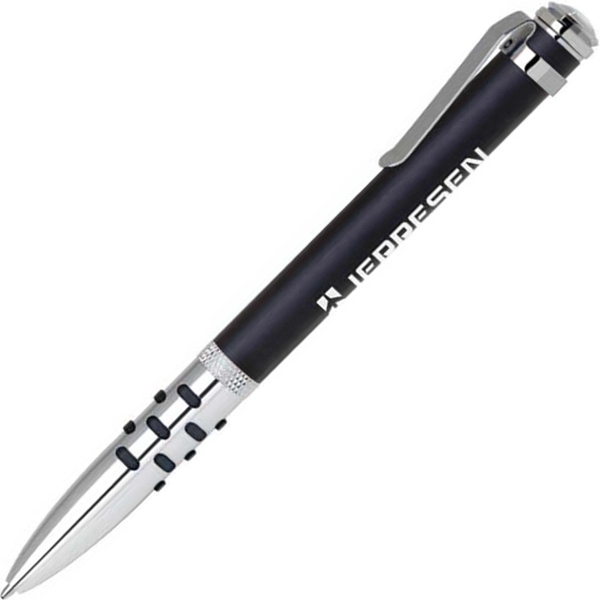 Aluminum twist-action ballpoint pen with a bold color barrel, shiny chrome... from ASI 68190 Lungsal / Lungsal