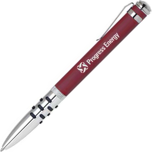 Aluminum twist-action ballpoint pen with a bold color barrel, shiny chrome... from ASI 68190 Lungsal / Lungsal