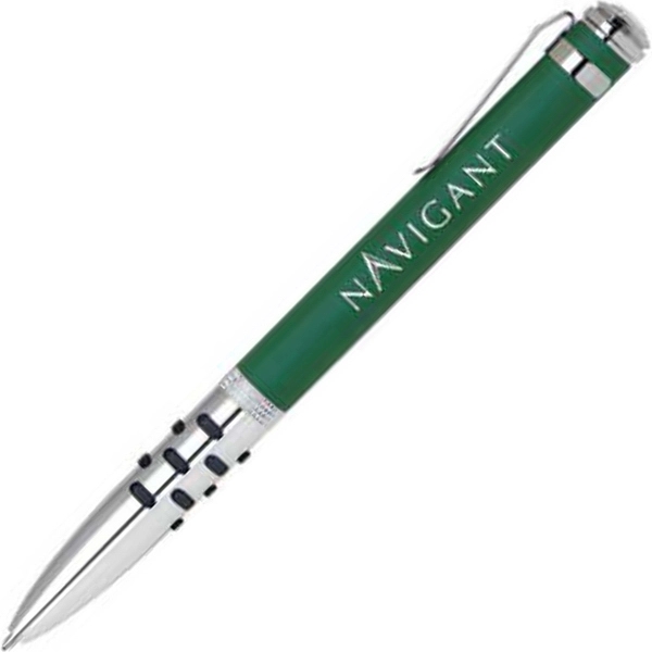 Aluminum twist-action ballpoint pen with a bold color barrel, shiny chrome... from ASI 68190 Lungsal / Lungsal