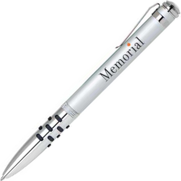 Aluminum twist-action ballpoint pen with a bold color barrel, shiny chrome... from ASI 68190 Lungsal / Lungsal