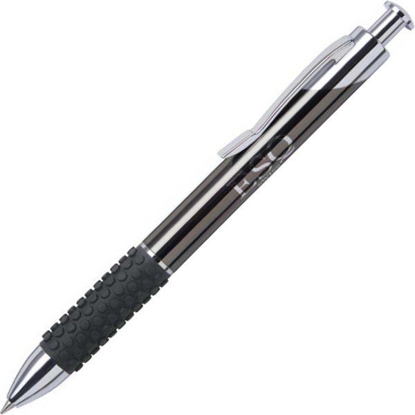 Metal click-action ballpoint pen with a lacquer/gunmetal or satin chrome finish,... from ASI 68190 Lungsal / Lungsal