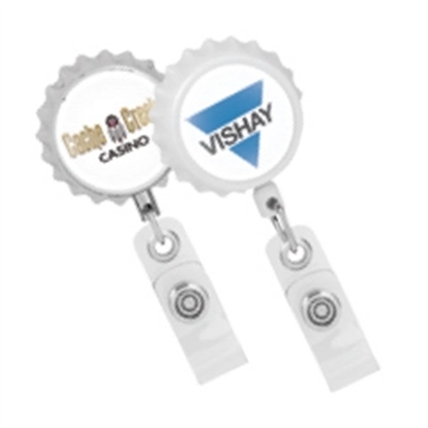 Bottle cap shape retractable badge holder with belt clip.... from ASI 64635 KEY-BAK Promotional Products