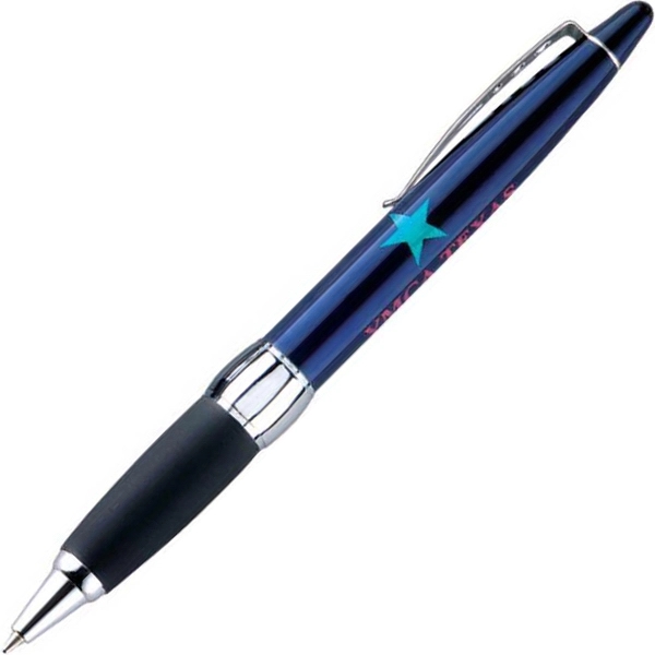 Metal twist-action pen with a metallic colored barrel, soft rubber grip,... from ASI 68190 Lungsal / Lungsal