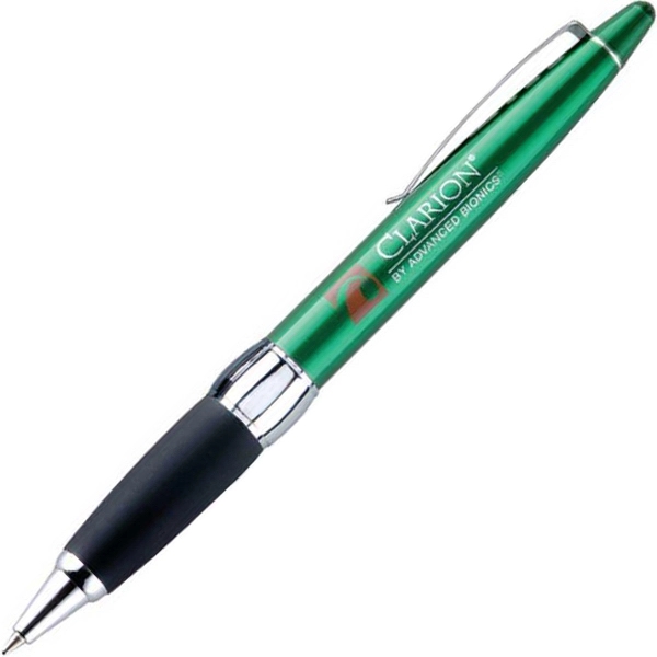 Metal twist-action pen with a metallic colored barrel, soft rubber grip,... from ASI 68190 Lungsal / Lungsal