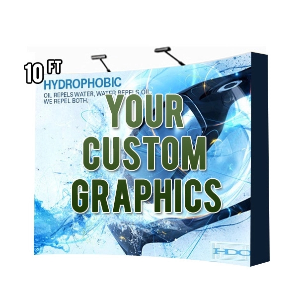 10-foot curved stretch fabric custom graphics pop-up display.... from ASI 30442 Above & Beyond Advertising Products / PromoAdLine