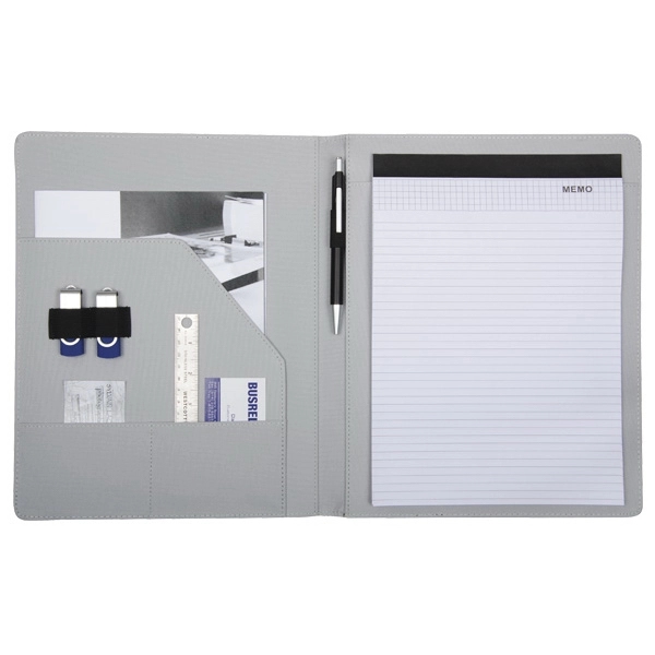 Microfiber polyester and PU portfolio with notepad (20 pages). Elastic closure... from ASI 42920 Busrel Inc