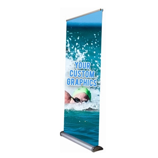 Promotional banner kit with a 69" double-sided banner, stand, pole support,... from ASI 30442 Above & Beyond Advertising Products / PromoAdLine