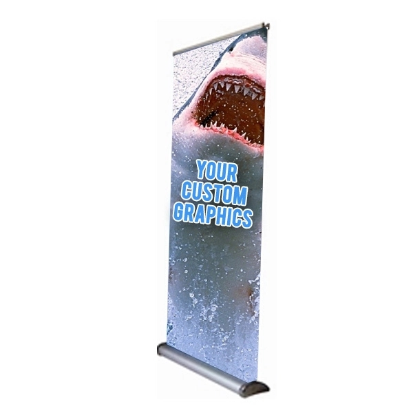 Promotional banner kit with an 80" to 90" double-sided banner, stand,... from ASI 30442 Above & Beyond Advertising Products / PromoAdLine