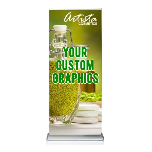 36" x 74" retractable banner stand with graphics.... from ASI 30442 Above & Beyond Advertising Products / PromoAdLine