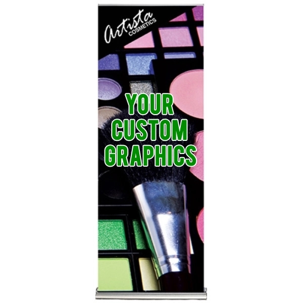 33.5"W x 80"H retractable banner with graphics.... from ASI 30442 Above & Beyond Advertising Products / PromoAdLine