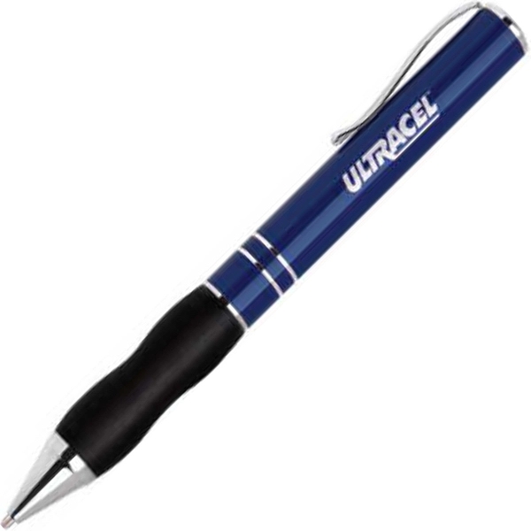 Aluminum twist-action ballpoint pen with a comfortable rubber grip and chrome... from ASI 68190 Lungsal / Lungsal