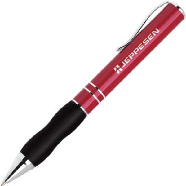 Aluminum twist-action ballpoint pen with a comfortable rubber grip and chrome... from ASI 68190 Lungsal / Lungsal