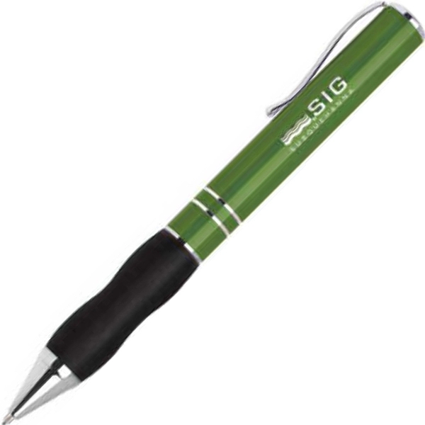 Aluminum twist-action ballpoint pen with a comfortable rubber grip and chrome... from ASI 68190 Lungsal / Lungsal