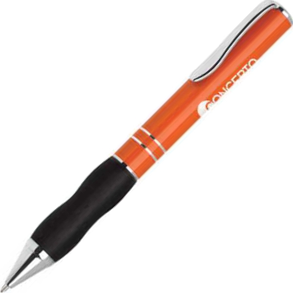 Aluminum twist-action ballpoint pen with a comfortable rubber grip and chrome... from ASI 68190 Lungsal / Lungsal