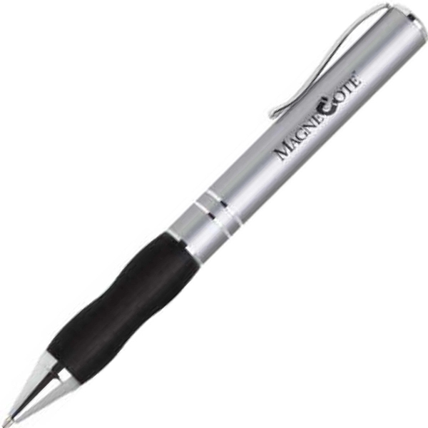 Aluminum twist-action ballpoint pen with a comfortable rubber grip and chrome... from ASI 68190 Lungsal / Lungsal