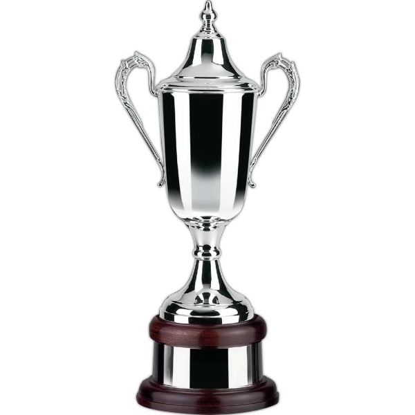 Supreme formula plain loving cup trophy with mahogany base and plinth... from ASI 65153 Kirk & Matz LTD / Swatkins
