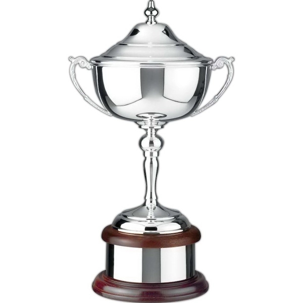 Supreme plain loving cup trophy with lid and base, mahogany plinth... from ASI 65153 Kirk & Matz LTD / Swatkins