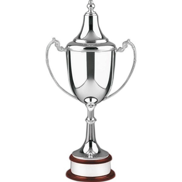 Silver plated supreme loving cup trophy award, plain, with lid, base... from ASI 65153 Kirk & Matz LTD / Swatkins