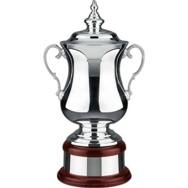 Loving cup plain trophy award cup with lid, base, mahogany plinth... from ASI 65153 Kirk & Matz LTD / Swatkins