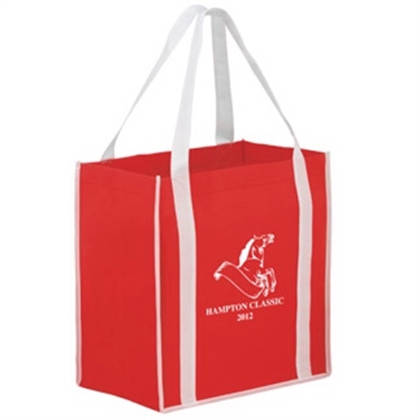 12" x 8" x 13" non-woven polypropylene two-tone tote with gusset,... from ASI 35290 American Ad Bag Co