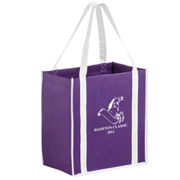 12" x 8" x 13" non-woven polypropylene two-tone tote with gusset,... from ASI 35290 American Ad Bag Co