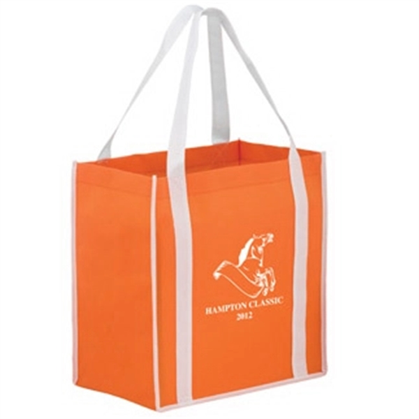 12" x 8" x 13" non-woven polypropylene two-tone tote with gusset,... from ASI 35290 American Ad Bag Co