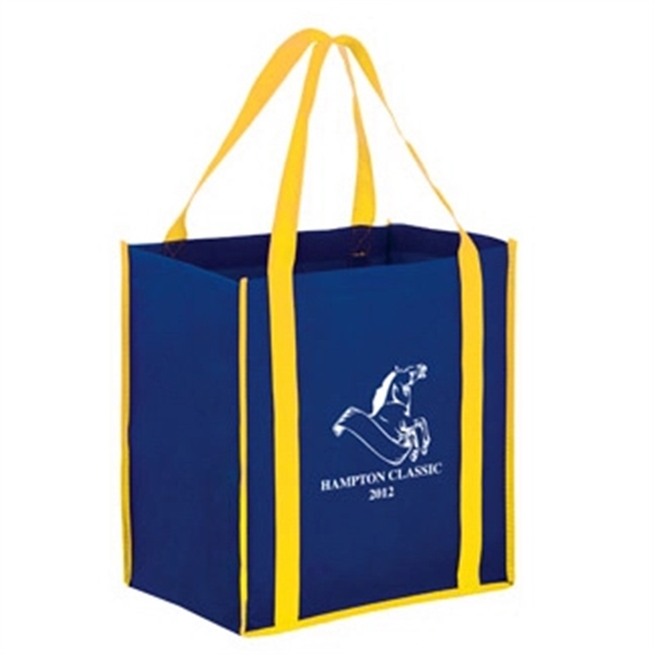 12" x 8" x 13" non-woven polypropylene two-tone tote with gusset,... from ASI 35290 American Ad Bag Co