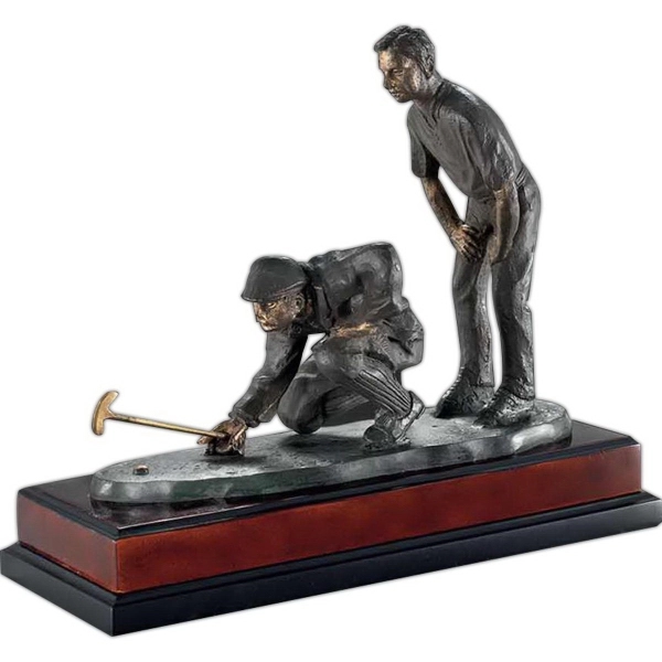 Antique cast bronze award on mahogany finish base.... from ASI 65153 Kirk & Matz LTD / Swatkins