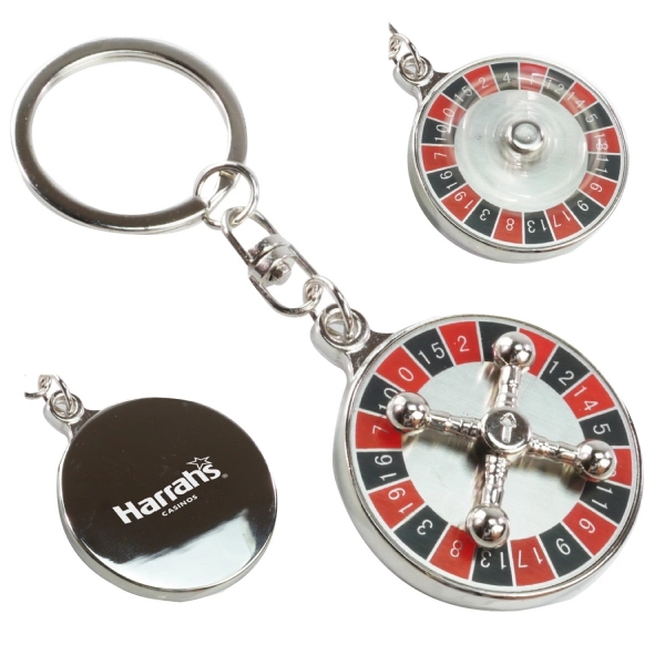 Miniature metal vegas style roulette spinning wheel keychain.... from ASI 31517 Admart Products / Admart Line