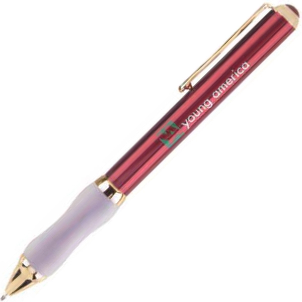 Brass twist-action ballpoint pen with a translucent finish, grip, and gold,... from ASI 68190 Lungsal / Lungsal