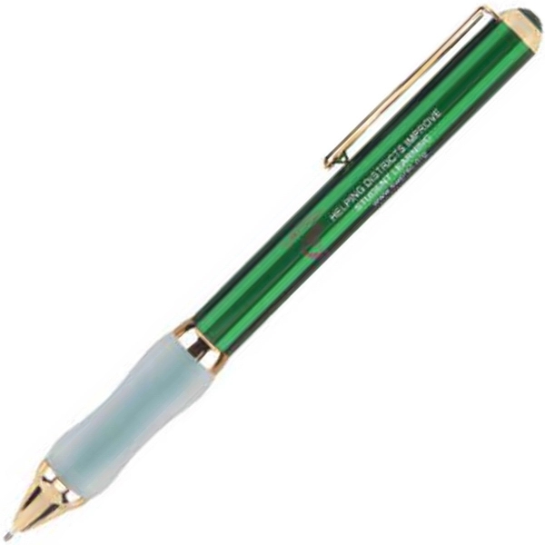 Brass twist-action ballpoint pen with a translucent finish, grip, and gold,... from ASI 68190 Lungsal / Lungsal