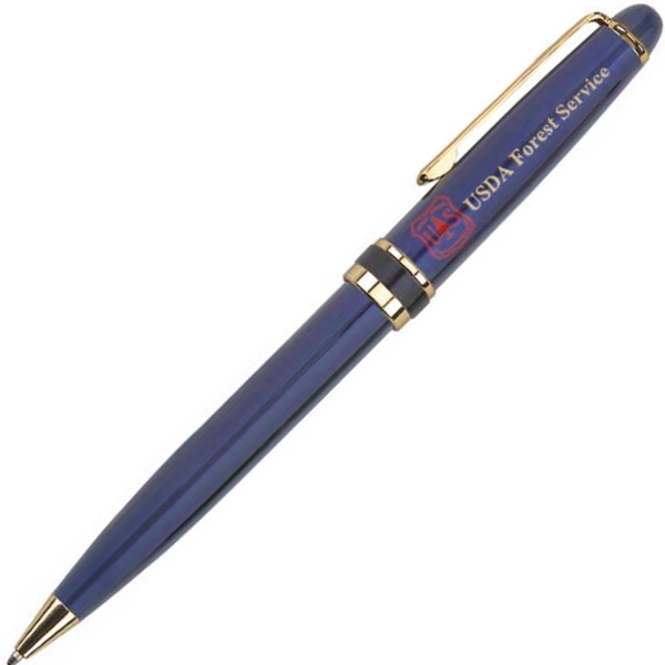 Twist-action aluminum ballpoint pen with a metallic color barrel featuring a... from ASI 68190 Lungsal / Lungsal