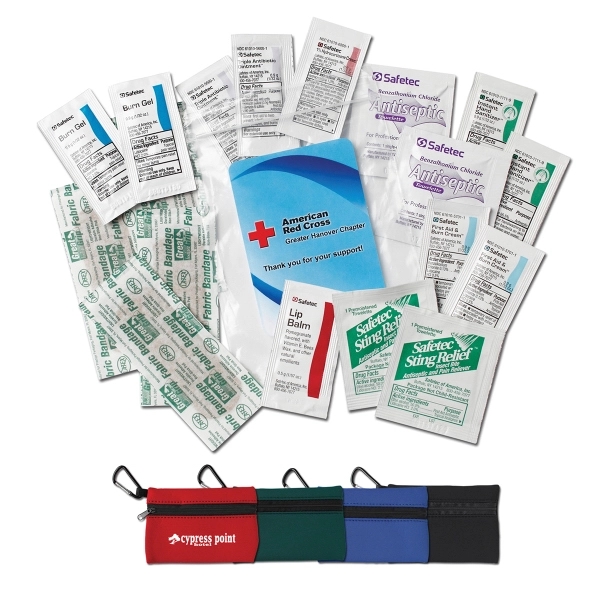 First Aid Kit in neoprene pouch with carabiner attachment includes 18... from ASI 58805 HPC Global / HPC Global
