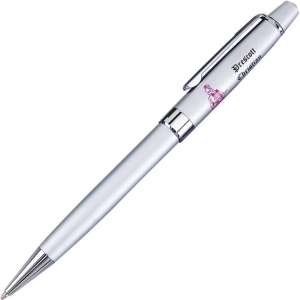 Vibrant fashion colored ballpoint pen with a chrome-plated clip and accents.... from ASI 68190 Lungsal / Lungsal