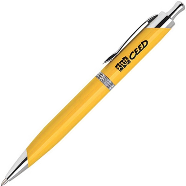 Brass click-action ballpoint pen with diamond cut bands and silver trims.... from ASI 68190 Lungsal / Lungsal