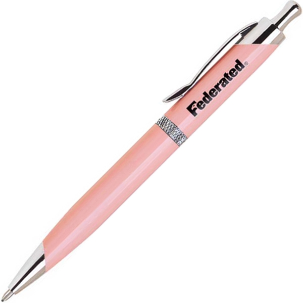 Brass click-action ballpoint pen with diamond cut bands and silver trims.... from ASI 68190 Lungsal / Lungsal