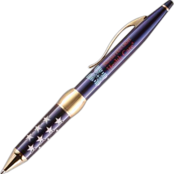 Twist-action aluminum ballpoint pen with a translucent lacquer or satin chrome... from ASI 68190 Lungsal / Lungsal