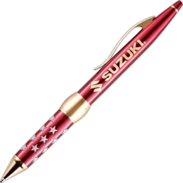 Twist-action aluminum ballpoint pen with a translucent lacquer or satin chrome... from ASI 68190 Lungsal / Lungsal
