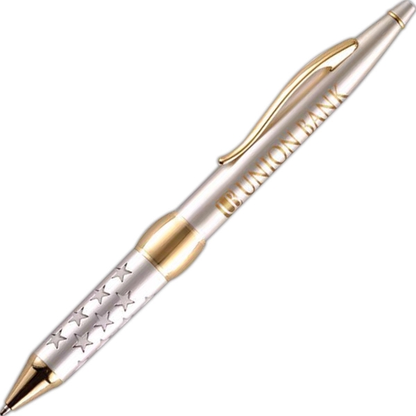 Twist-action aluminum ballpoint pen with a translucent lacquer or satin chrome... from ASI 68190 Lungsal / Lungsal