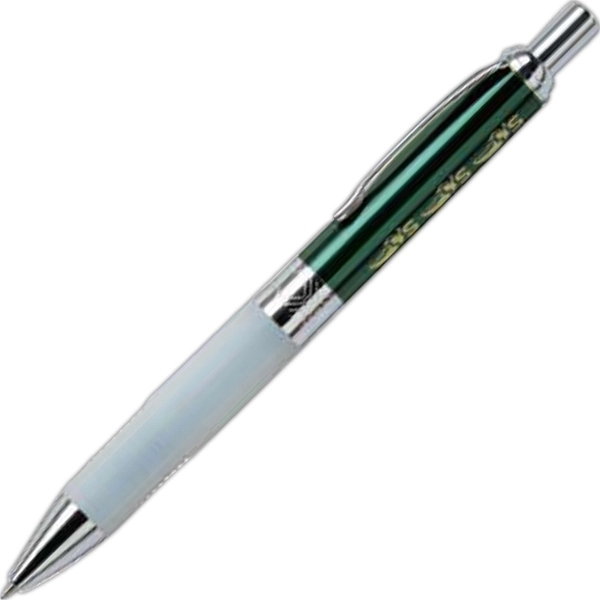 Solid brass click-action ballpoint pen with a colorful metallic cap, frosted... from ASI 68190 Lungsal / Lungsal