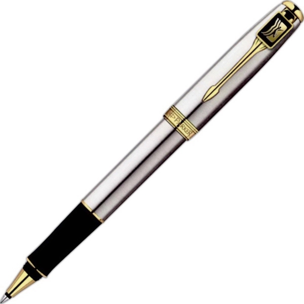 Stainless roller ball pen with elegant finish on clip and trim.... from ASI 84833 Newell Custom Writing Instruments / Newell Brands