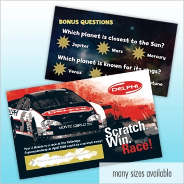 Winning is fun! Business card sized Scratch-N-Win card with gold scratch-off... from ASI 43530 California Tattoos