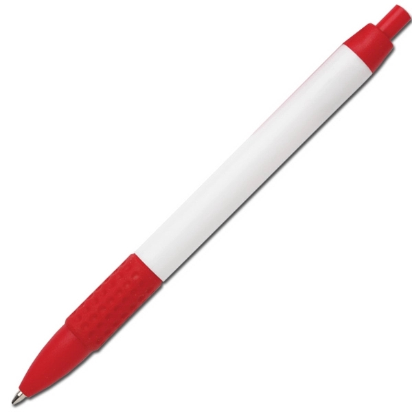 Wide body, plunger action retractable pen with diamond rubber comfort grip.... from ASI 58805 HPC Global / HPC Global