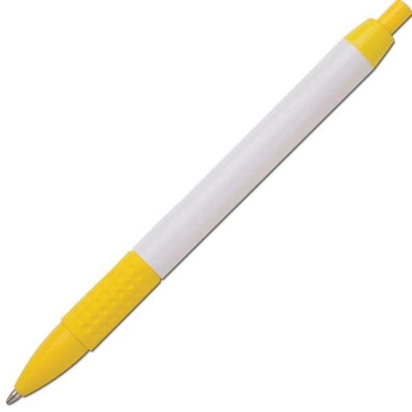 Wide body, plunger action retractable pen with diamond rubber comfort grip.... from ASI 58805 HPC Global / HPC Global