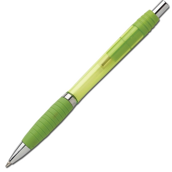 Plunger-action ballpoint pen with plastic construction and no slip rubber grip.... from ASI 58805 HPC Global / HPC Global
