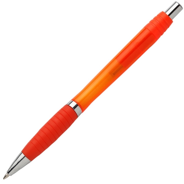 Plunger-action ballpoint pen with plastic construction and no slip rubber grip.... from ASI 58805 HPC Global / HPC Global