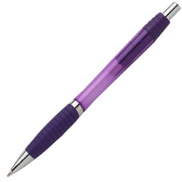 Plunger-action ballpoint pen with plastic construction and no slip rubber grip.... from ASI 58805 HPC Global / HPC Global