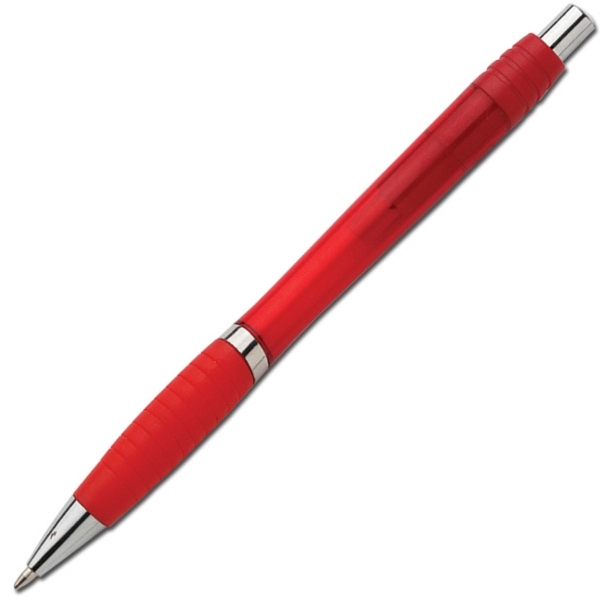 Plunger-action ballpoint pen with plastic construction and no slip rubber grip.... from ASI 58805 HPC Global / HPC Global
