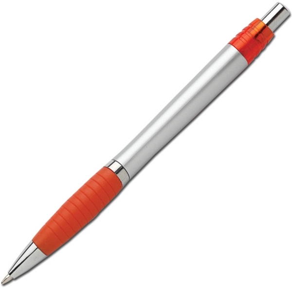 Solid colored retractable ballpoint pen with plastic construction and rubber grip.... from ASI 58805 HPC Global / HPC Global