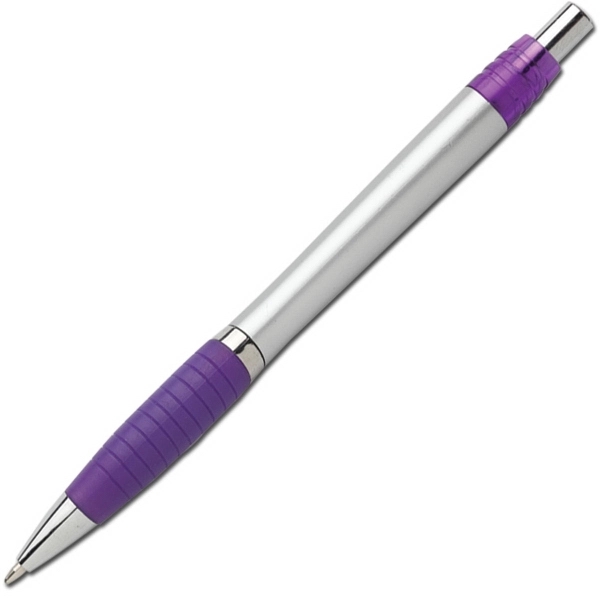 Solid colored retractable ballpoint pen with plastic construction and rubber grip.... from ASI 58805 HPC Global / HPC Global